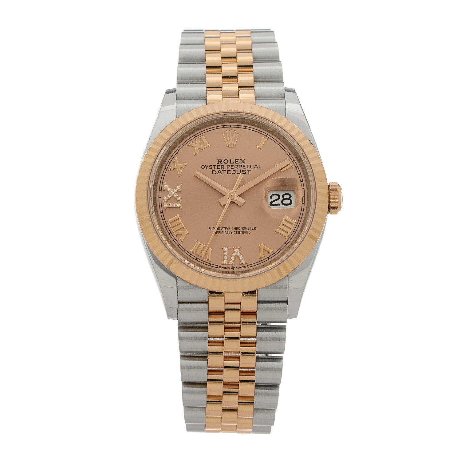 Rolex Stainless Steel 18K Everose Gold Diamond 36mm Oyster Perpetual Datejust Watch Rose Roman 126231 1 of 5