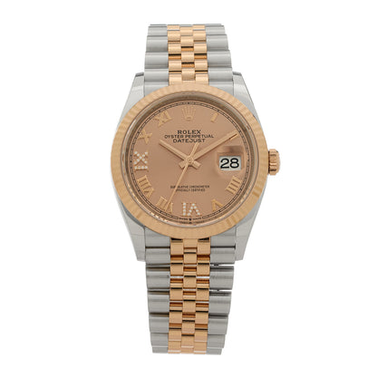 Rolex Stainless Steel 18K Everose Gold Diamond 36mm Oyster Perpetual Datejust Watch Rose Roman 126231 1 of 5