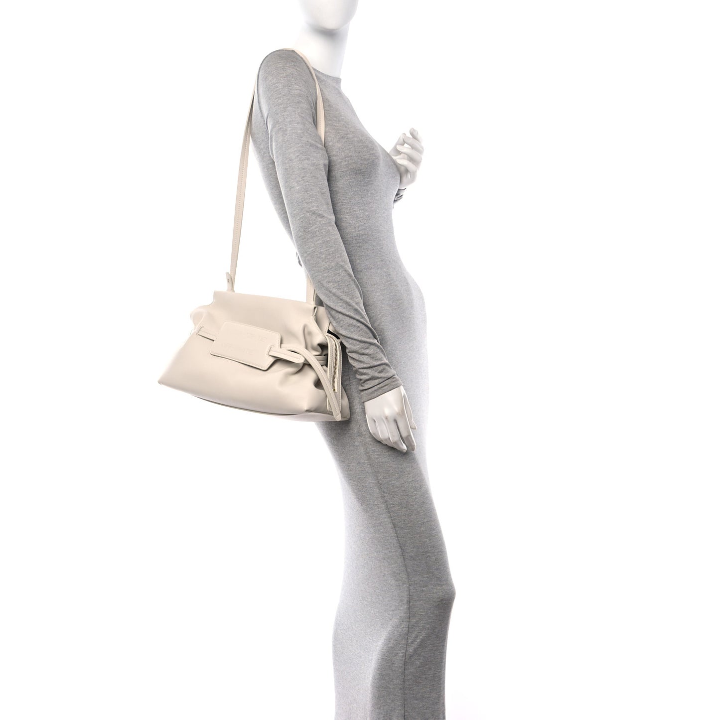 Calfskin Zip Tie Clutch White