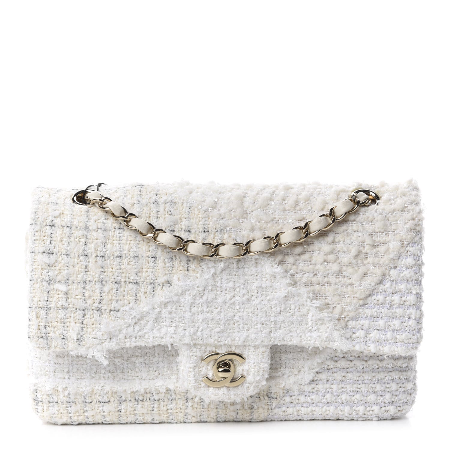 Chanel Tweed Patchwork Medium Double Flap White 1 of 11