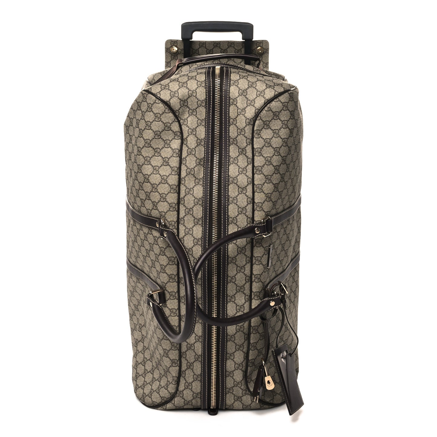 GG Plus Monogram Large Carry On Duffle Trolley Brown