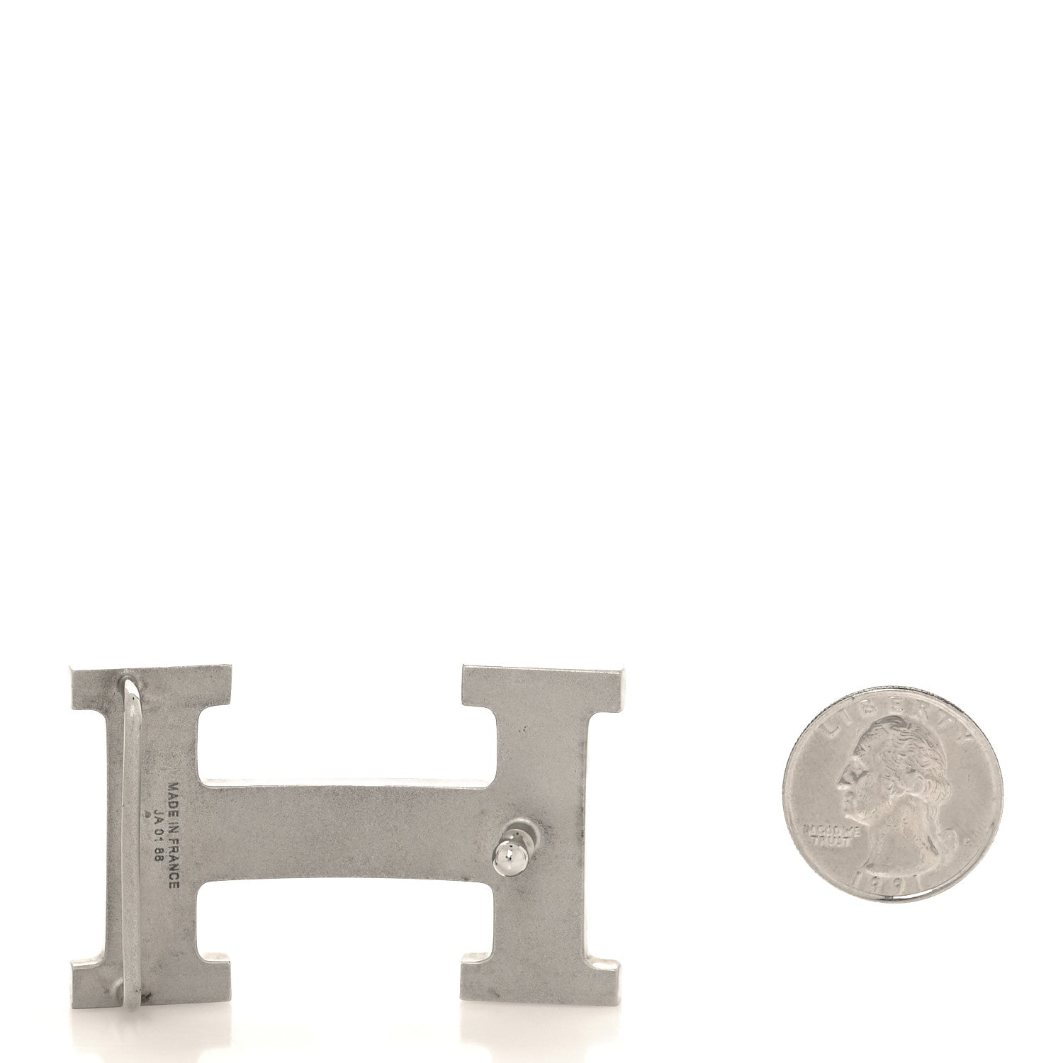 Hermes Brushed Palladium 32mm H Belt Buckle 2 of 4