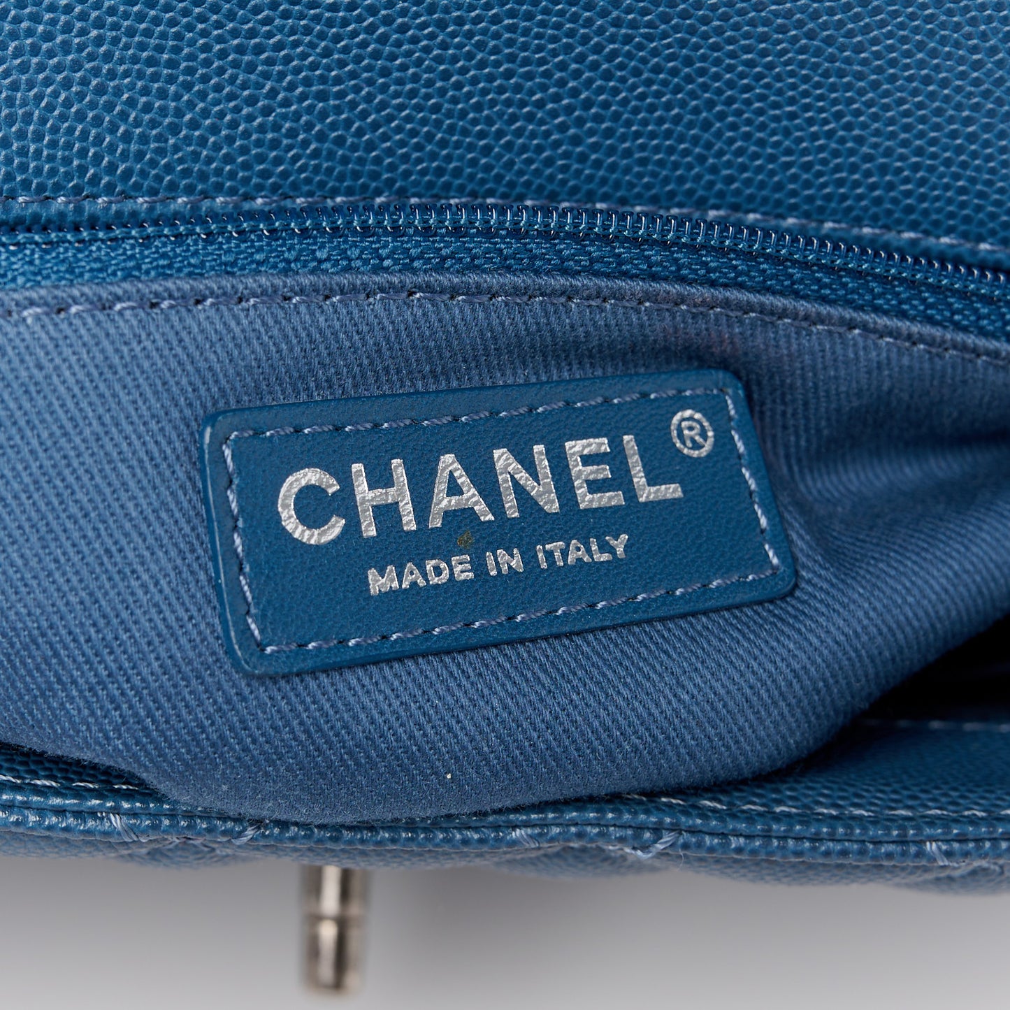Caviar Quilted Small Coco Handle Flap Blue