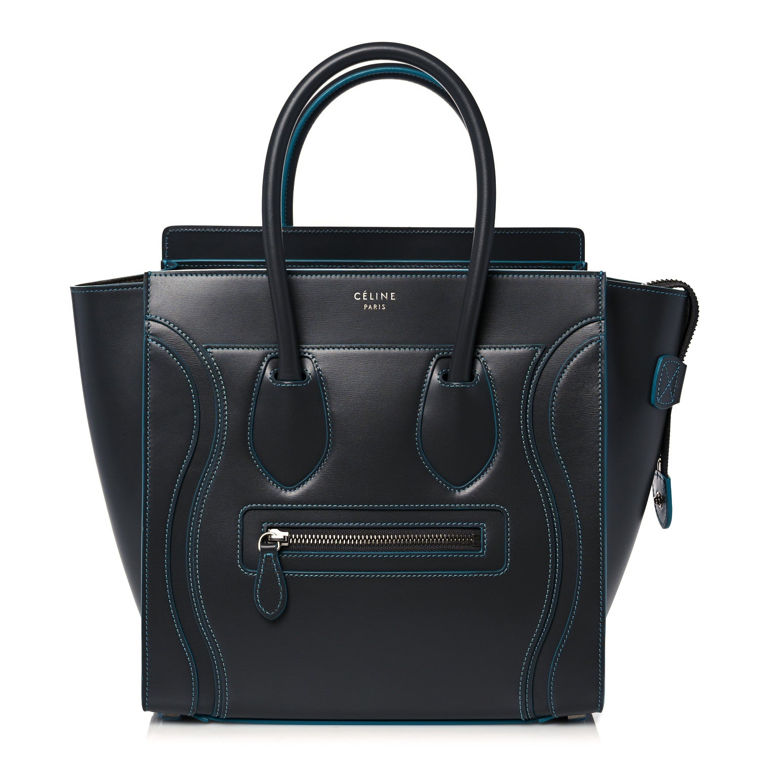 Celine Satin Debossed Calfskin Micro Luggage Anthracite 1 of 14