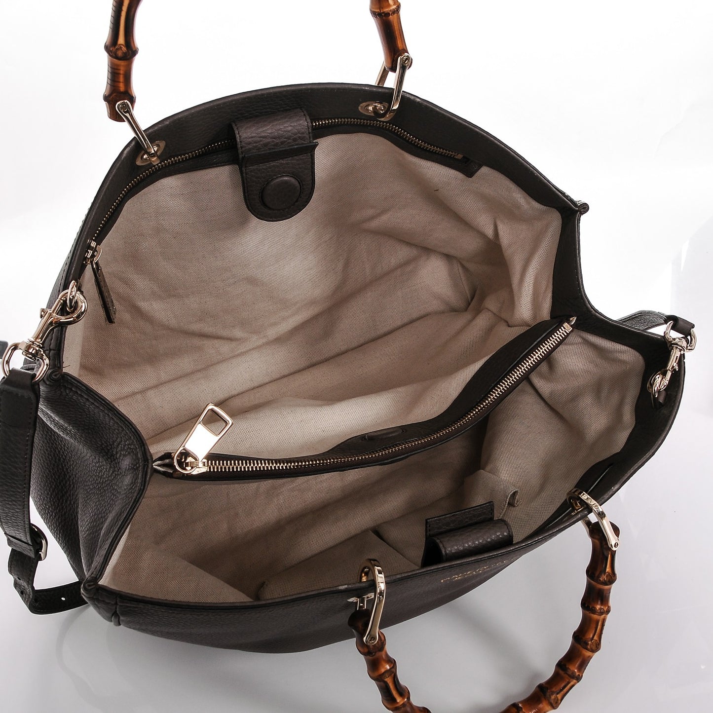 Calfskin Large Bamboo Shopper Tote Grey Field