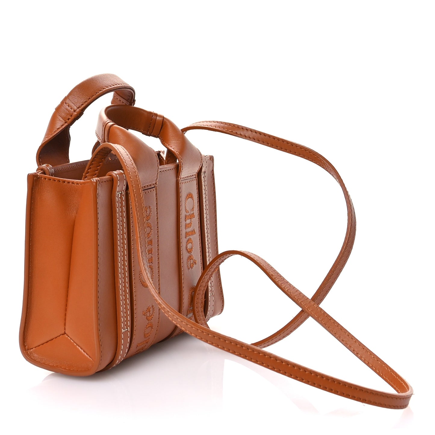 Calfskin Mini Woody Ribbon Tote Caramel
