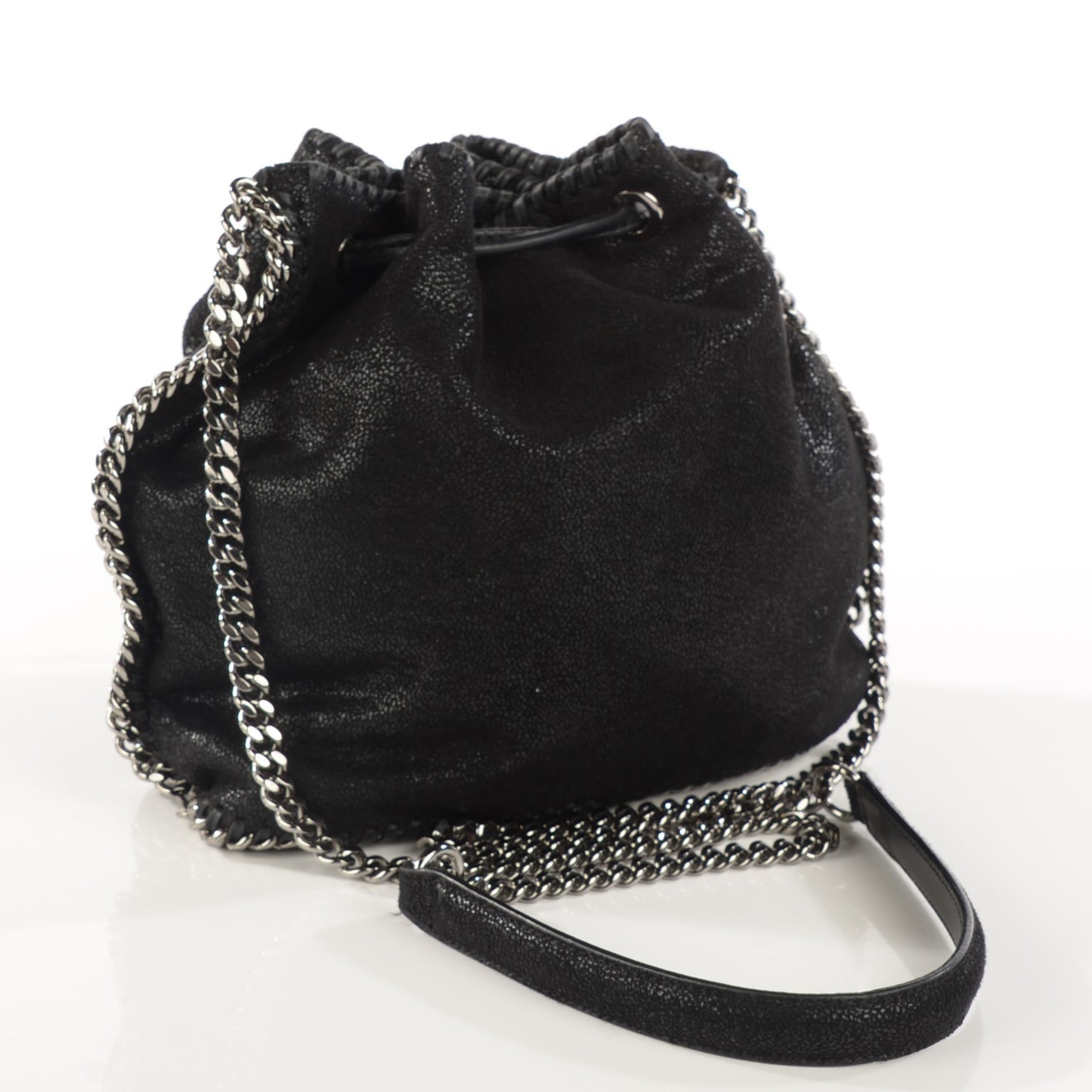 Shaggy Deer Small Falabella Bucket Bag Black