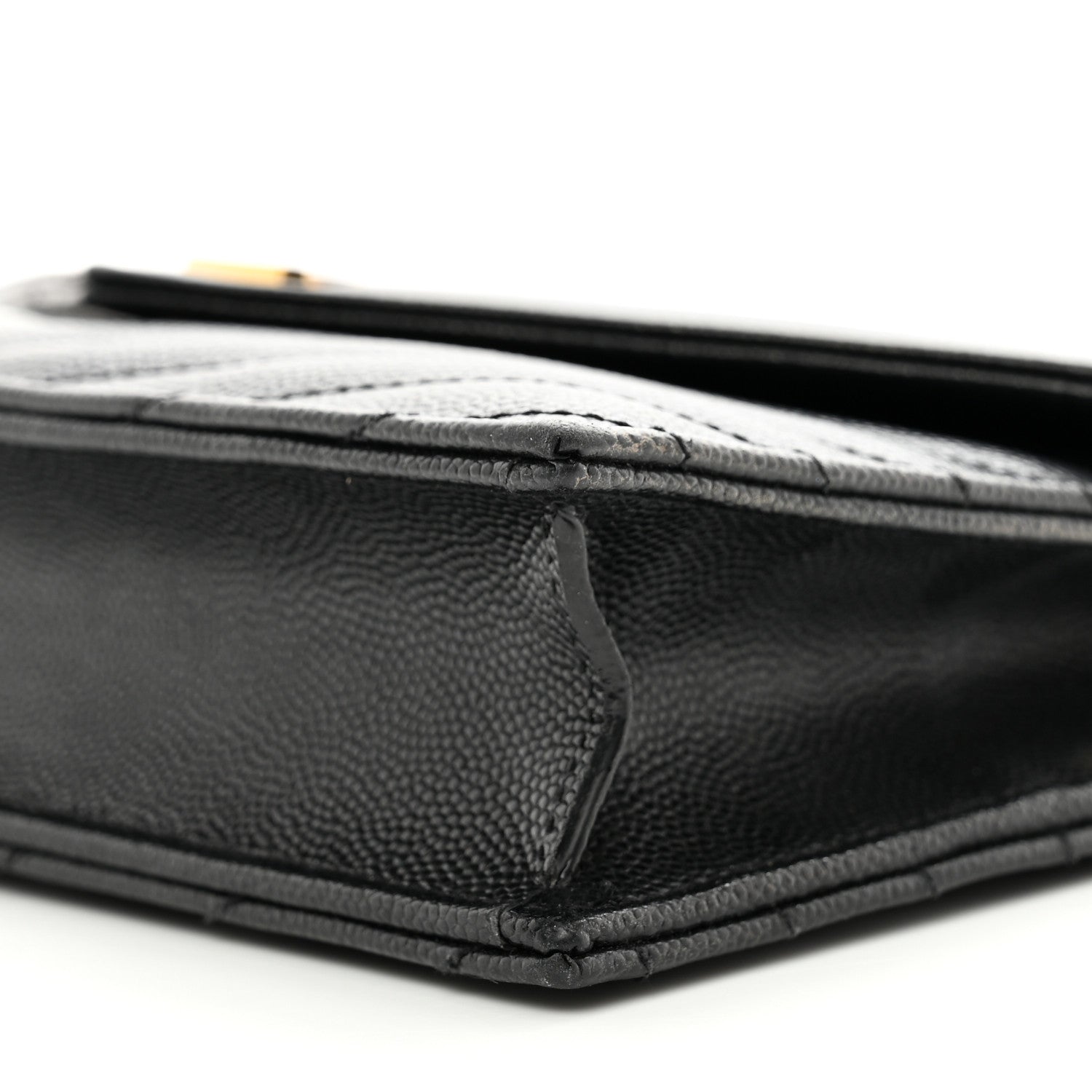 Saint Laurent Grain De Poudre Matelasse Chevron Monogram Envelope Chain Wallet Black 9 of 12