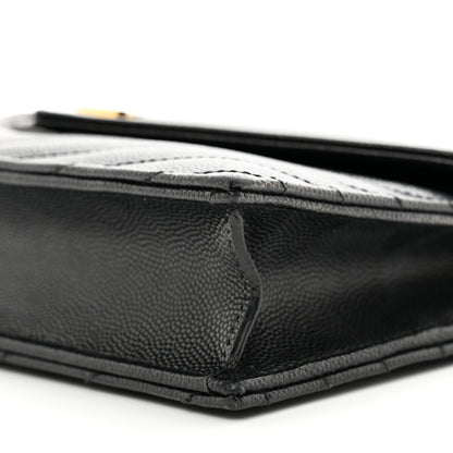 Saint Laurent Grain De Poudre Matelasse Chevron Monogram Envelope Chain Wallet Black 9 of 12