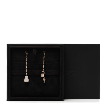 Hermes 18K Rose Gold Diamond Kelly Clochette Drop Earrings 6 of 6