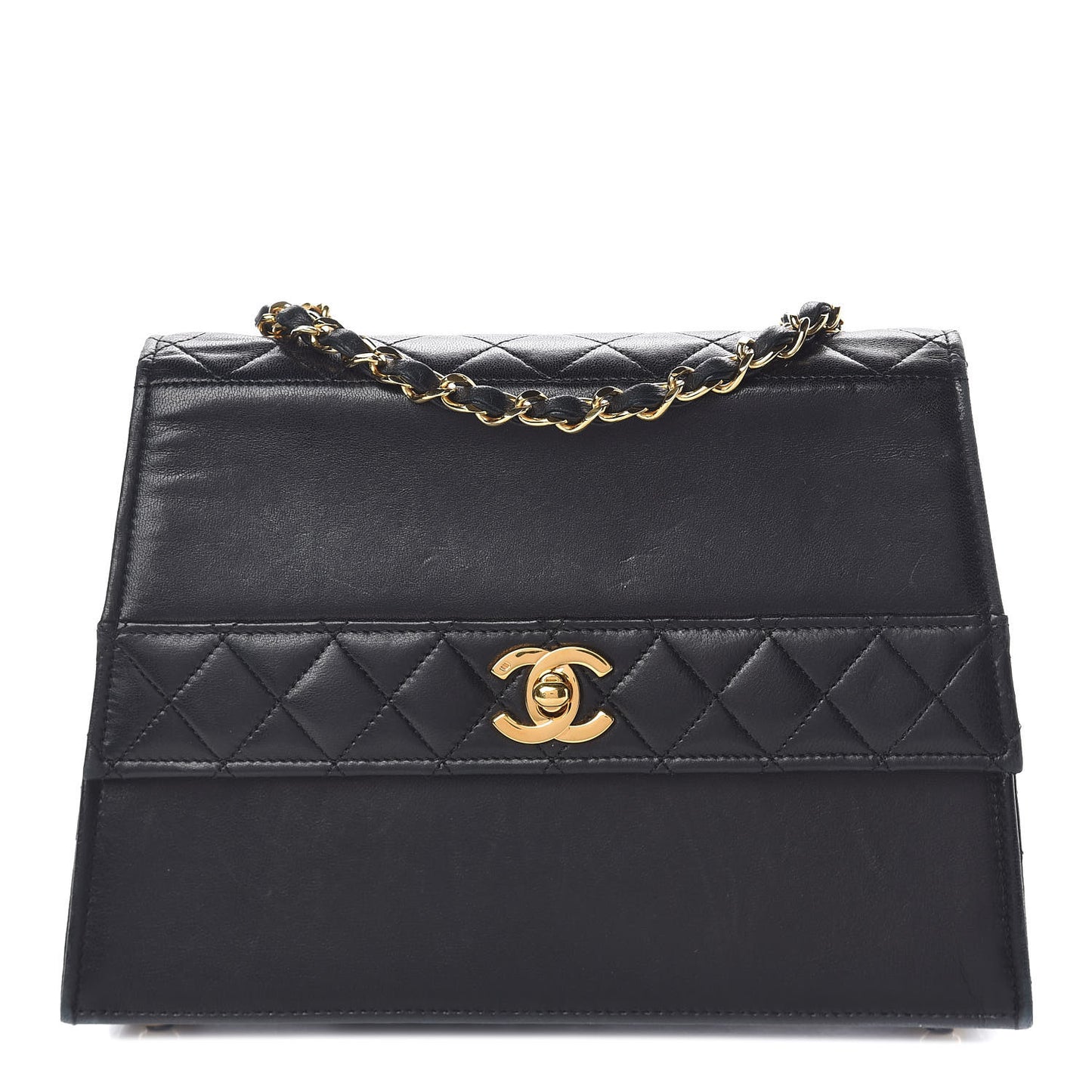 Lambskin Quilted Shoulder Flap Bag Black