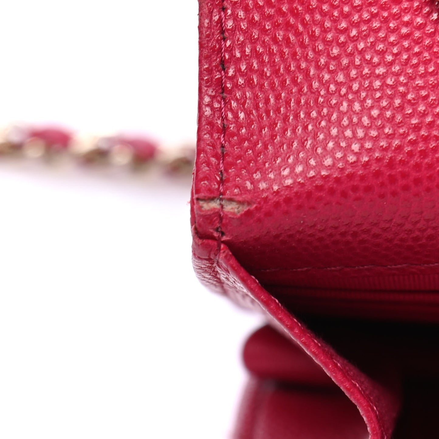 Caviar Camellia Embossed Wallet On Chain WOC Fuschia