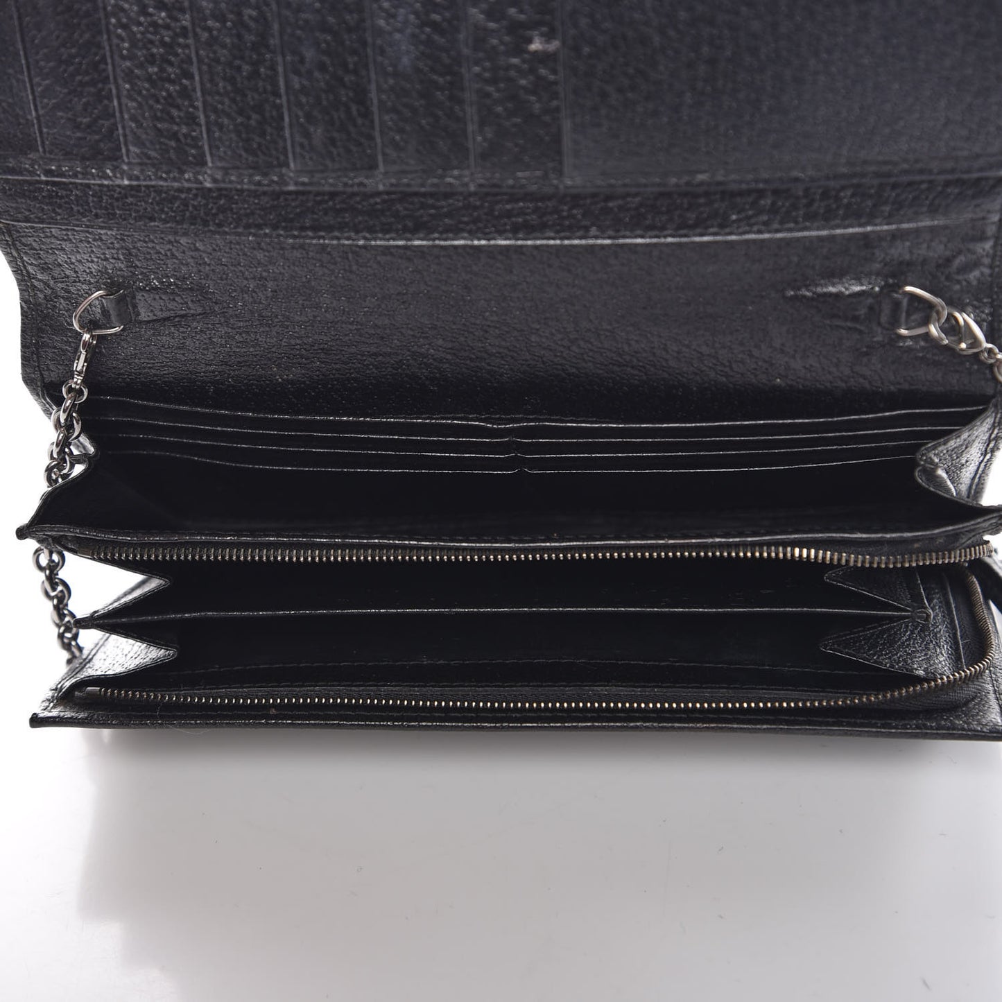 Monogram Metal Bar Chain Wallet Black