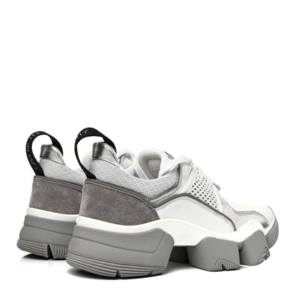 Givenchy Metallic Calfskin Neoprene Suede Mesh Baisse Jaw Low Sneakers 37 White Silver 4 of 7