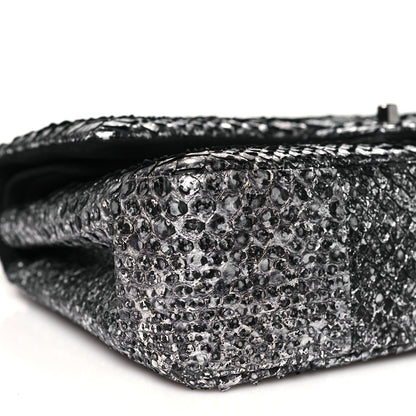 Chanel Metallic Snakeskin Medium Double Flap Black Silver 9 of 11