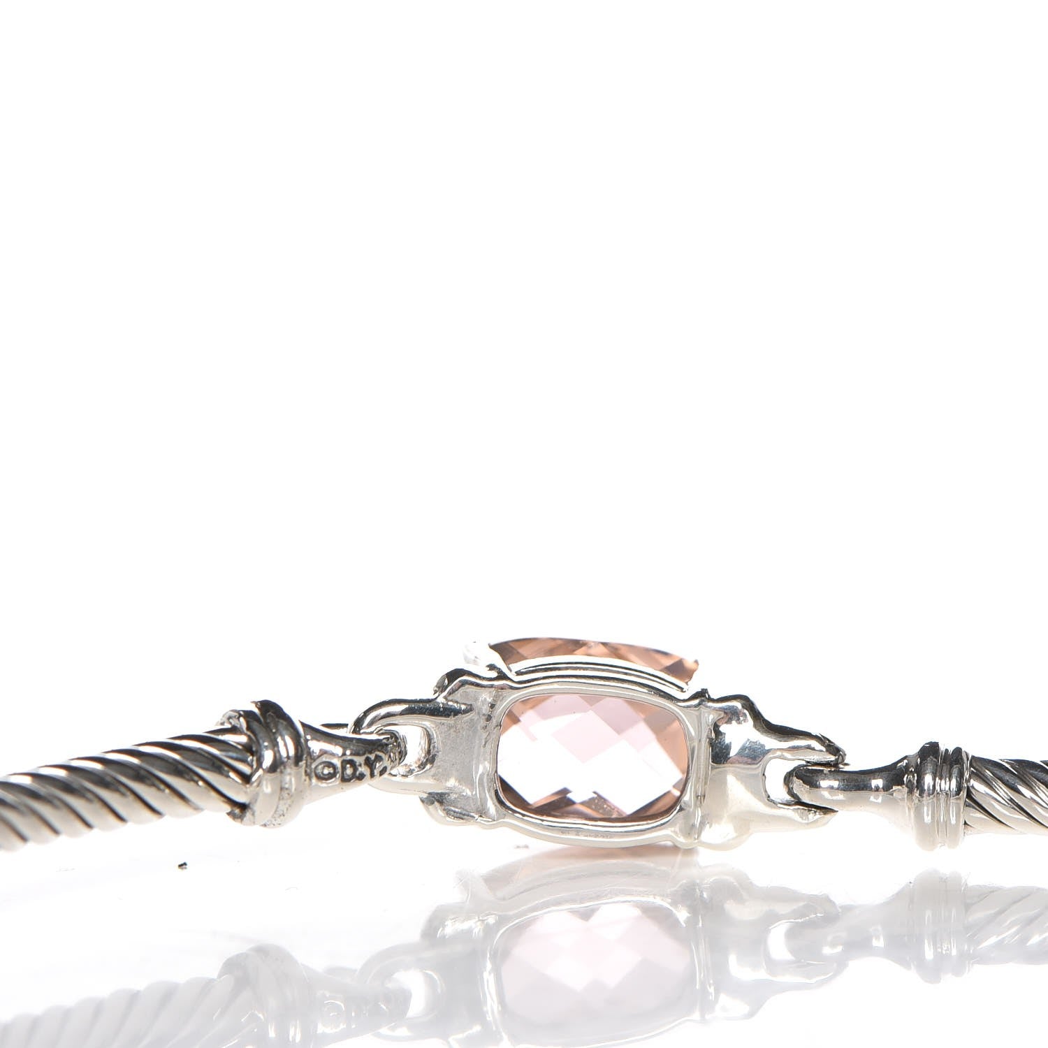 David Yurman Sterling Silver Diamond Morganite 3mm Petite Wheaton Bracelet 4 of 5