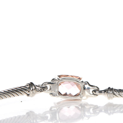 David Yurman Sterling Silver Diamond Morganite 3mm Petite Wheaton Bracelet 4 of 5