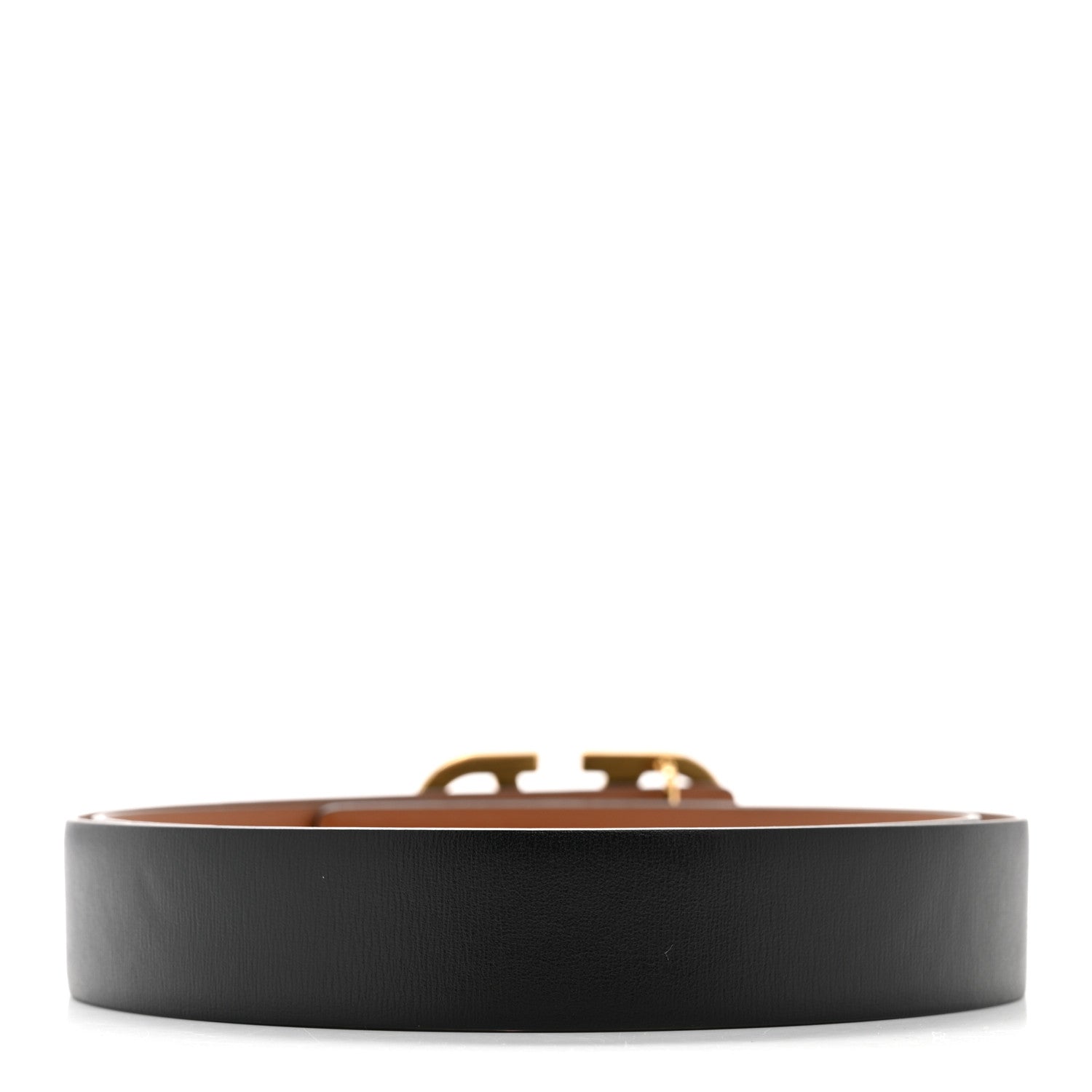Valentino Garavani Glossy Calfskin VLogo Reversible 30mm Belt 85 34 Saddle Brown Black 4 of 10