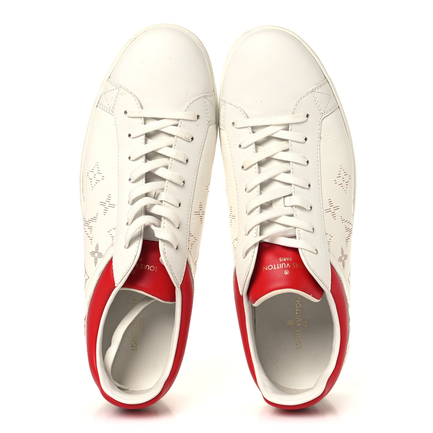 Louis Vuitton Calfskin Monogram Luxembourg Sneakers 10 Red White 2 of 9