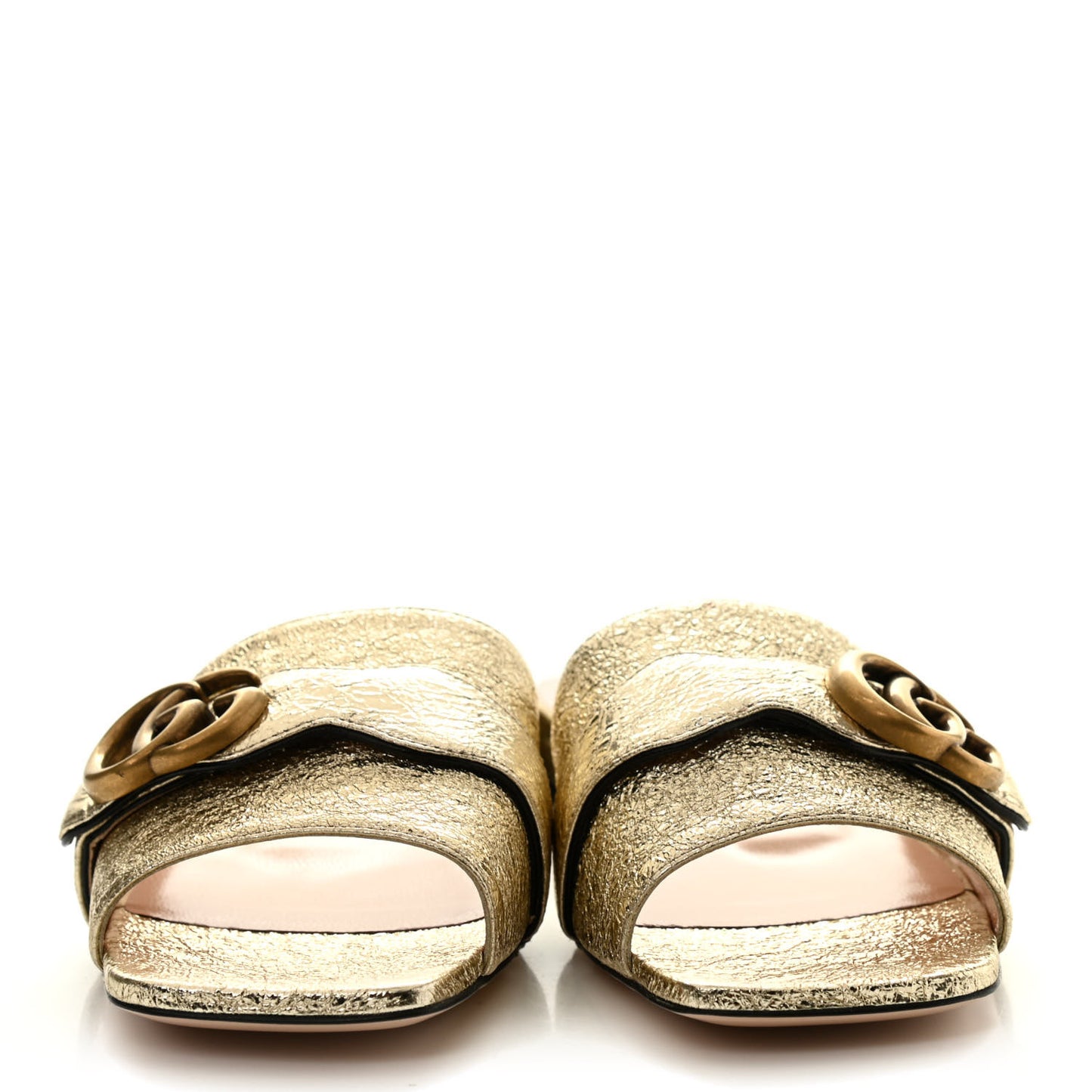 Galassia GG Marmont Flat Slide Sandals 37 Platino