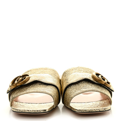 Gucci Galassia GG Marmont Flat Slide Sandals 37 Platino 2 of 8