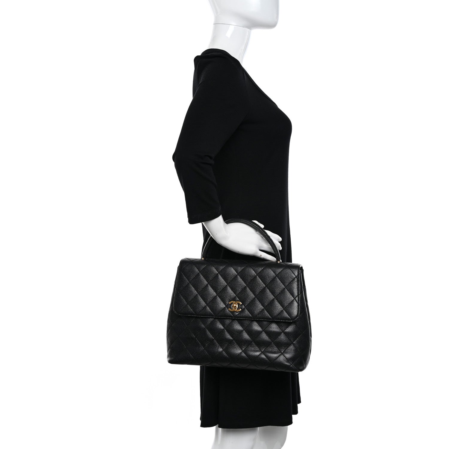 Chanel Caviar Quilted Jumbo Kelly Flap Black 2 of 10