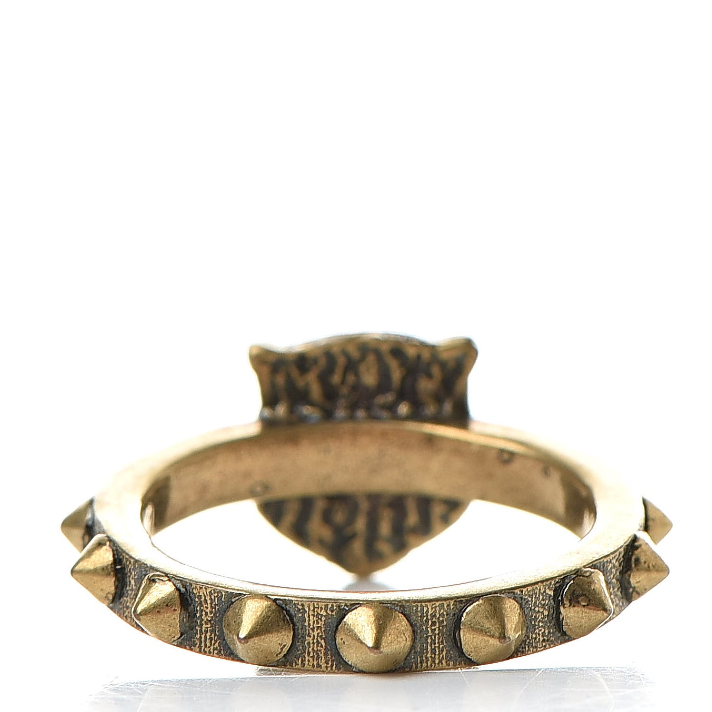 Metal Feline Head Ring 16 Aged Gold