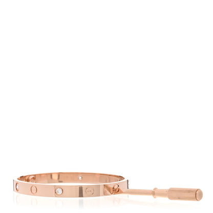 Cartier 18K Pink Gold 4 Diamond LOVE Bracelet 17 3 of 4
