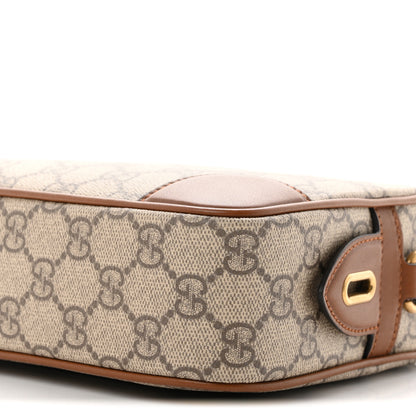 Gucci GG Supreme Monogram Textured Calfskin Emblem Mini Crossbody Beige Dark Brown 9 of 10