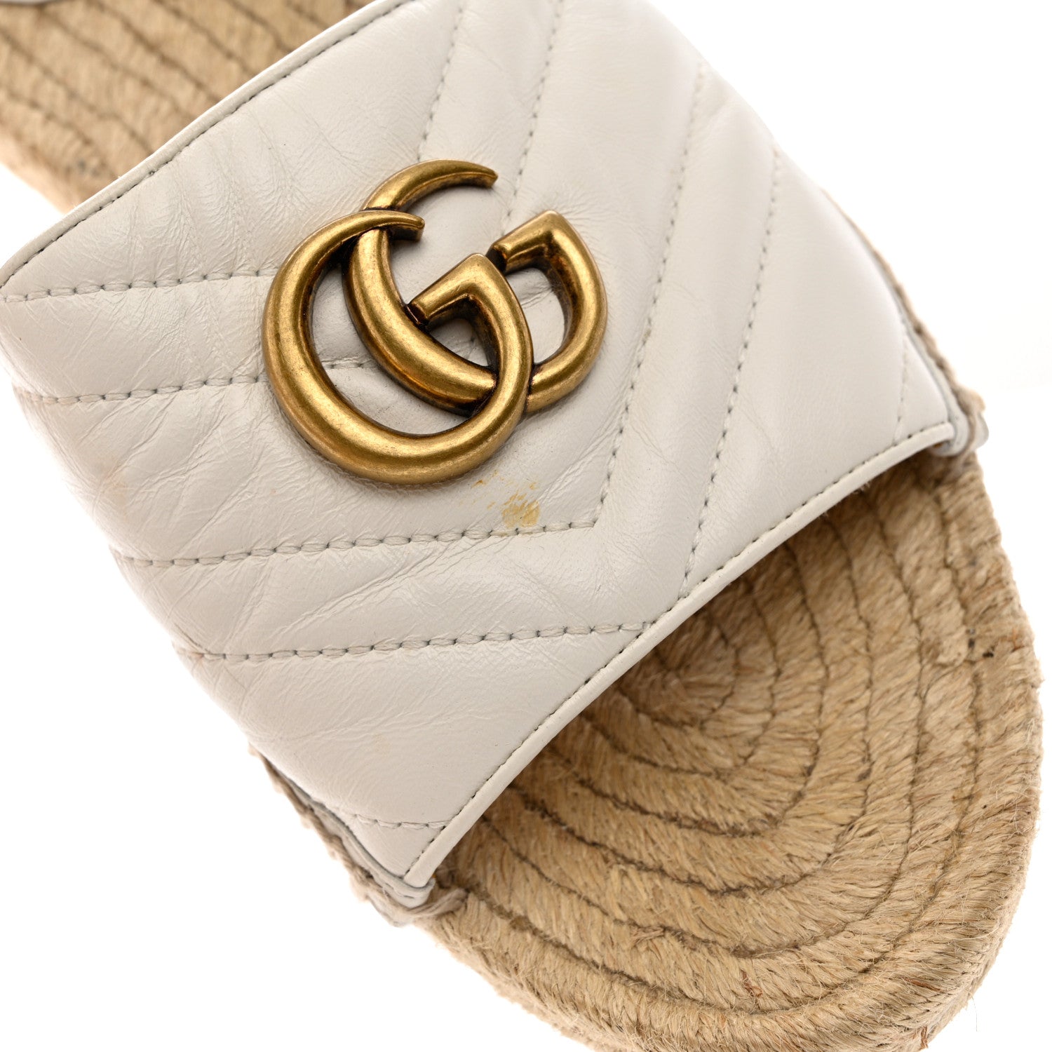 Gucci Nappa Matelasse GG Marmont Espadrille Slide Sandals 38 Great White 9 of 10