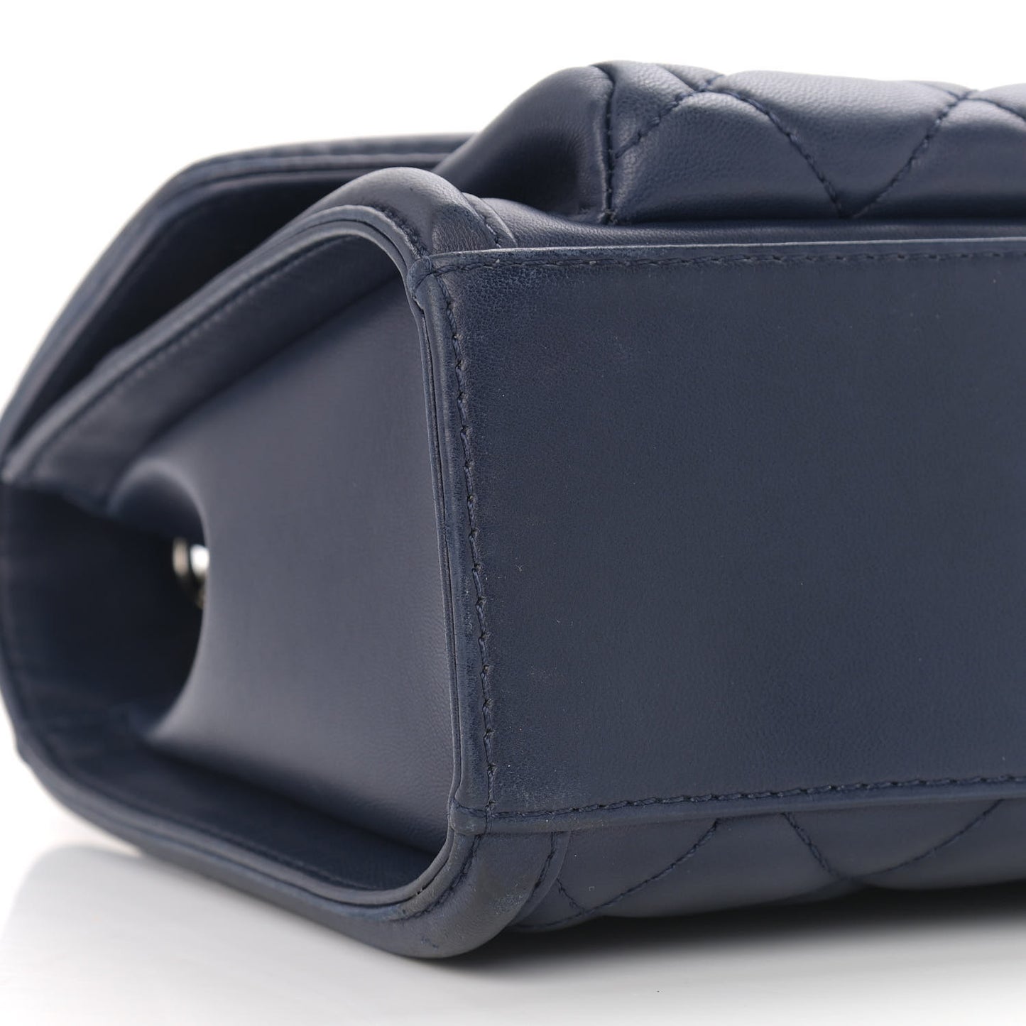 Lambskin Quilted Large Geometric Flap Navy