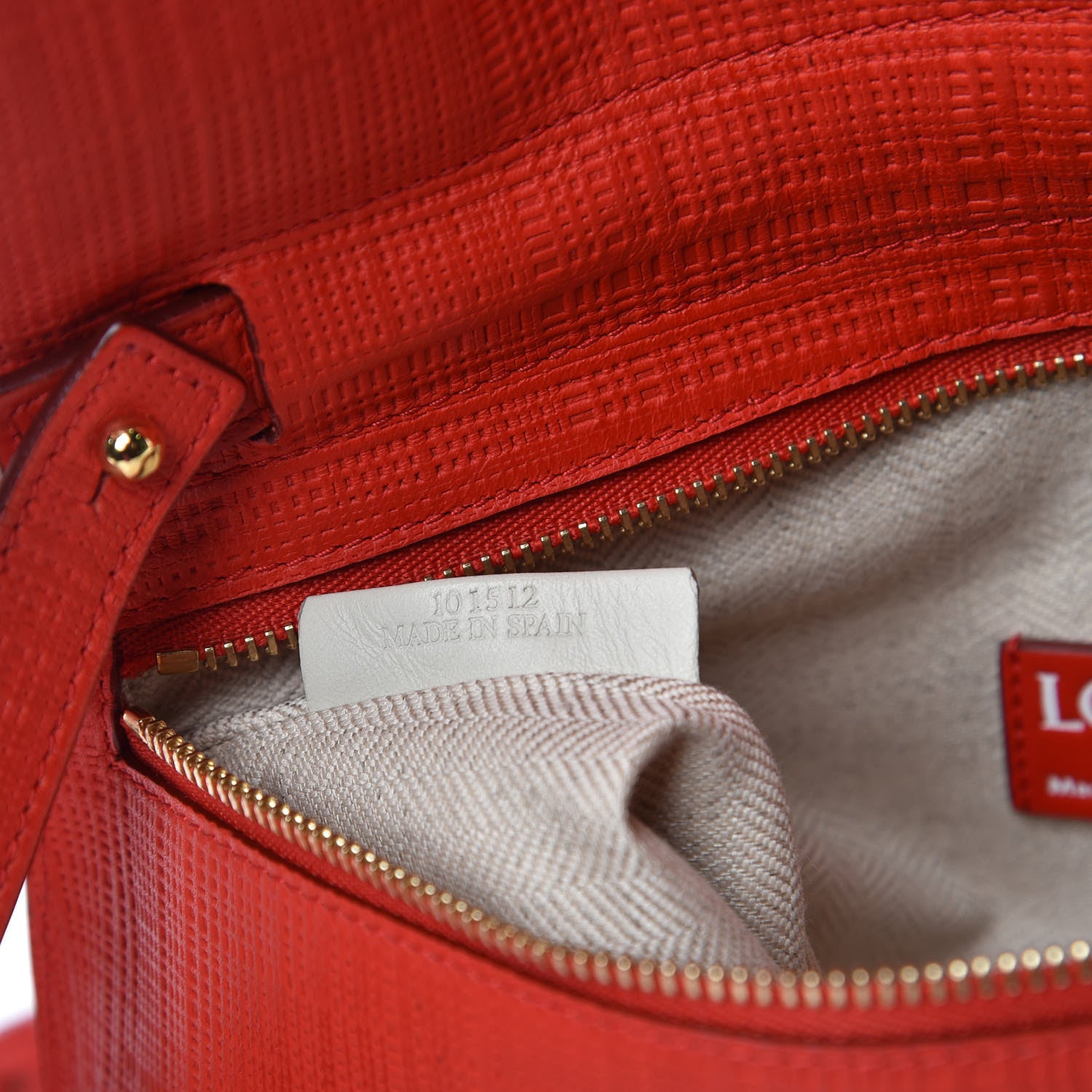 Loewe Calfskin Linen Embossed Small Messenger Bag Primary Red 7 of 10