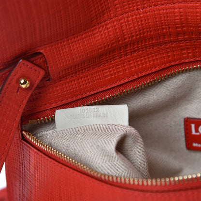 Loewe Calfskin Linen Embossed Small Messenger Bag Primary Red 7 of 10