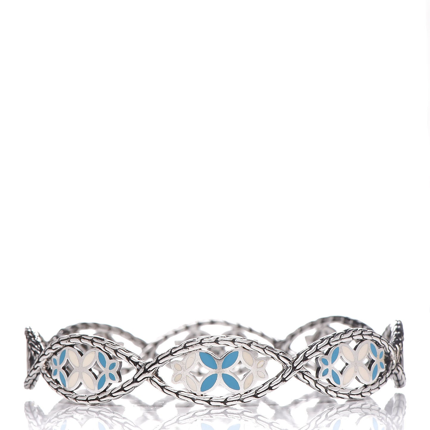 Sterling Silver Enamel Kawung Bangle Bracelet
