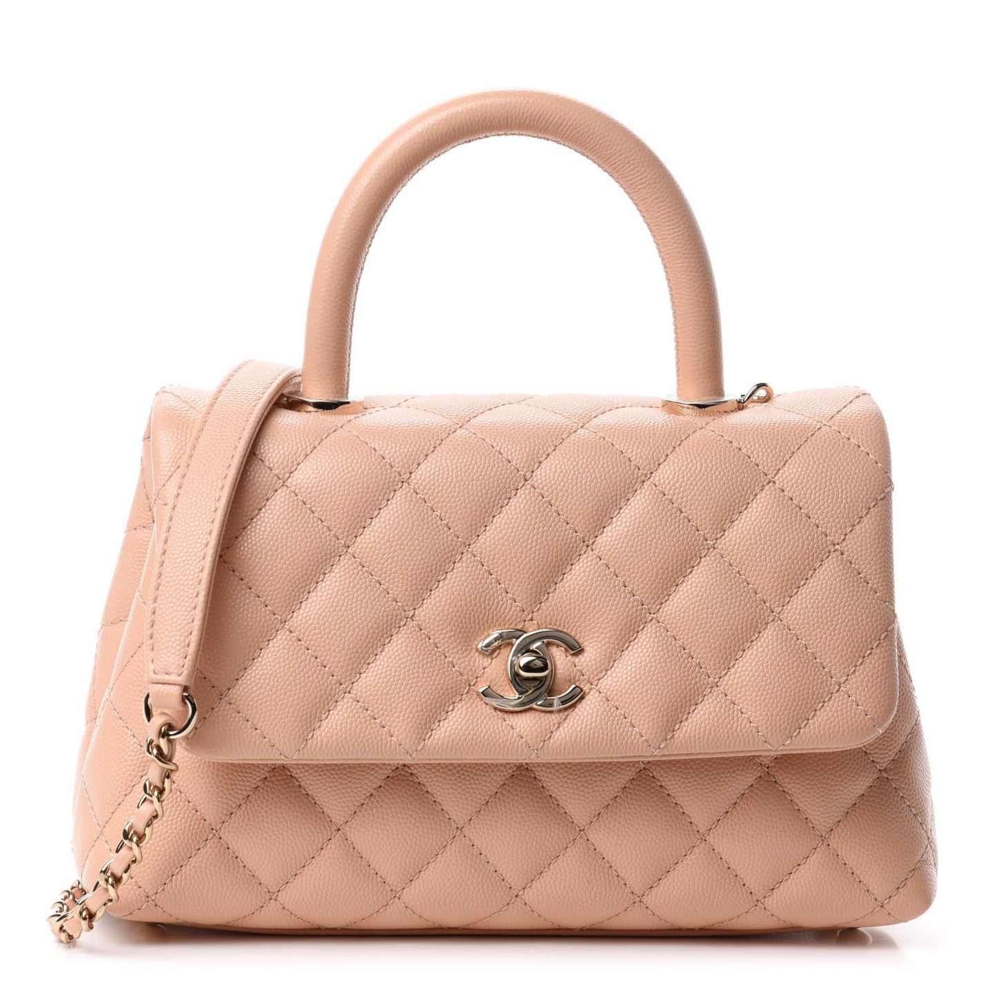 Caviar Quilted Mini Coco Handle Flap Light Pink