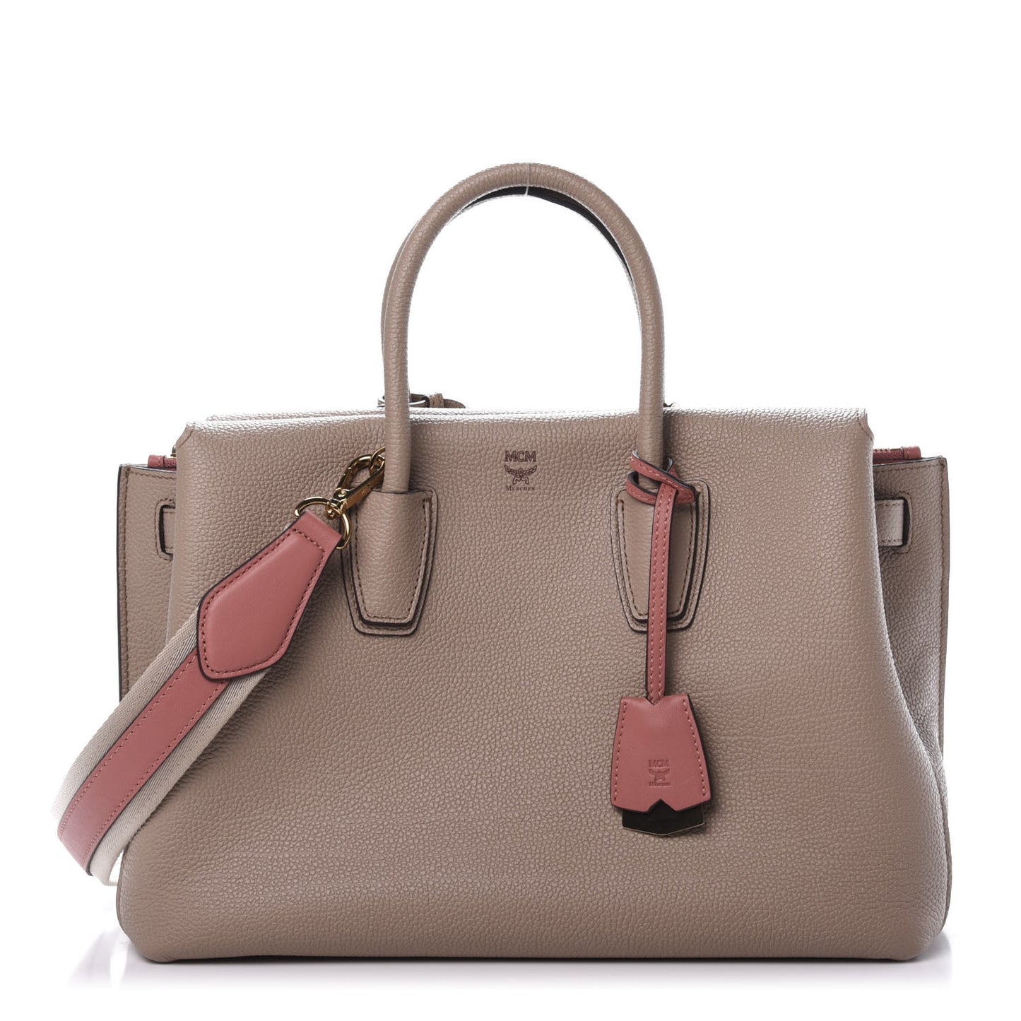 Grained Calfskin Medium Milla Tote Taupe Pink