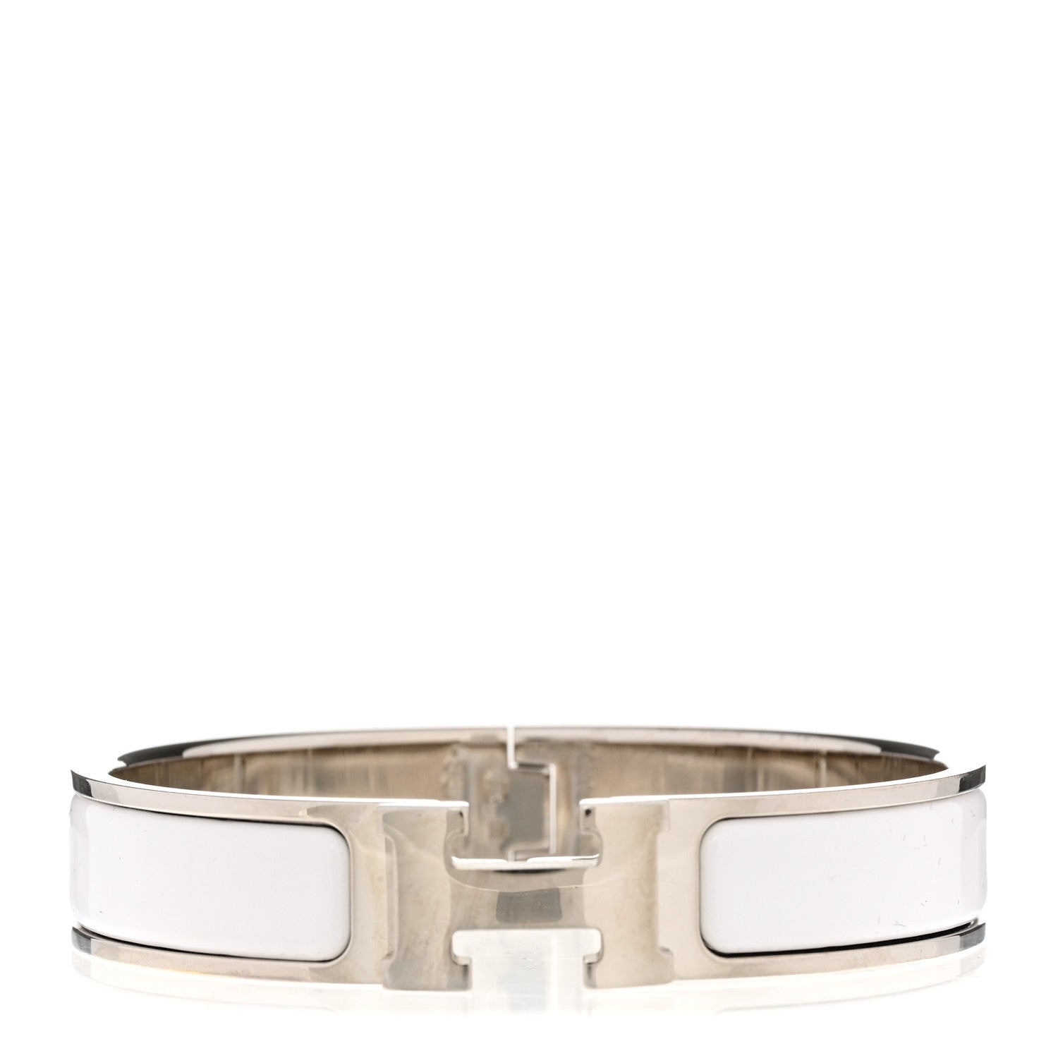 Hermes Enamel Narrow Clic Clac H Bracelet PM White 1 of 5