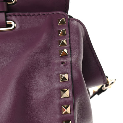 Valentino Garavani Vitello Medium Rockstud Tote Purple 9 of 10