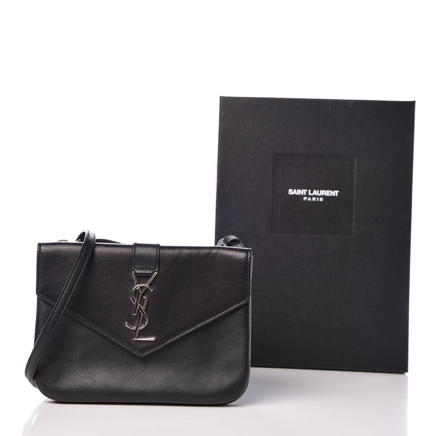 Calfskin Monogram Tri Pocket Crossbody Bag Black