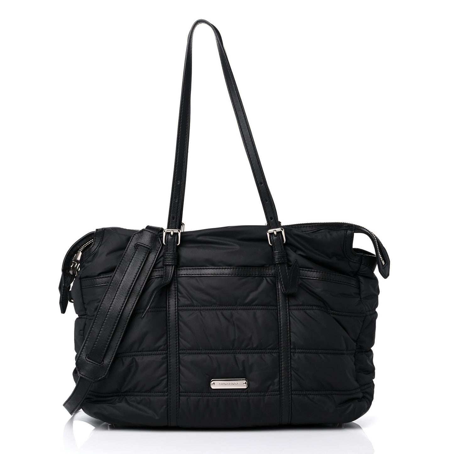 Nylon House Check Quilted Abbey Diaper Bag Black