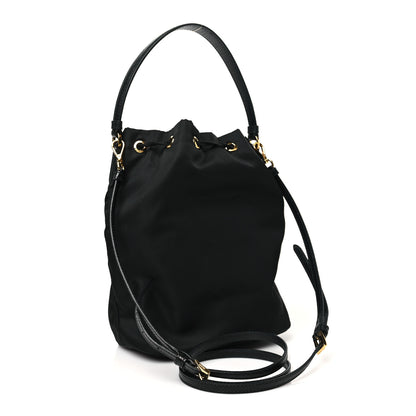 Prada Saffiano Tessuto Nylon Mini Bucket Crossbody Bag Black 3 of 9