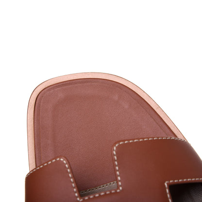 Hermes Box Calfskin Oran Sandals 38.5 Gold 14 of 16