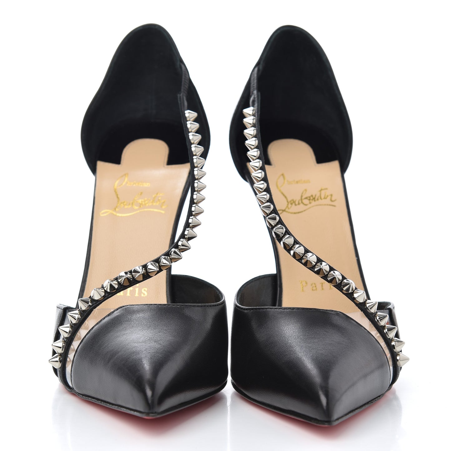 Kid PVC Spike Cross 100 Pumps 36.5 Black Silver