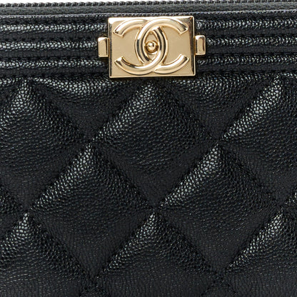 Chanel Caviar Quilted Small Boy Zip Around Wallet Black 9 of 10