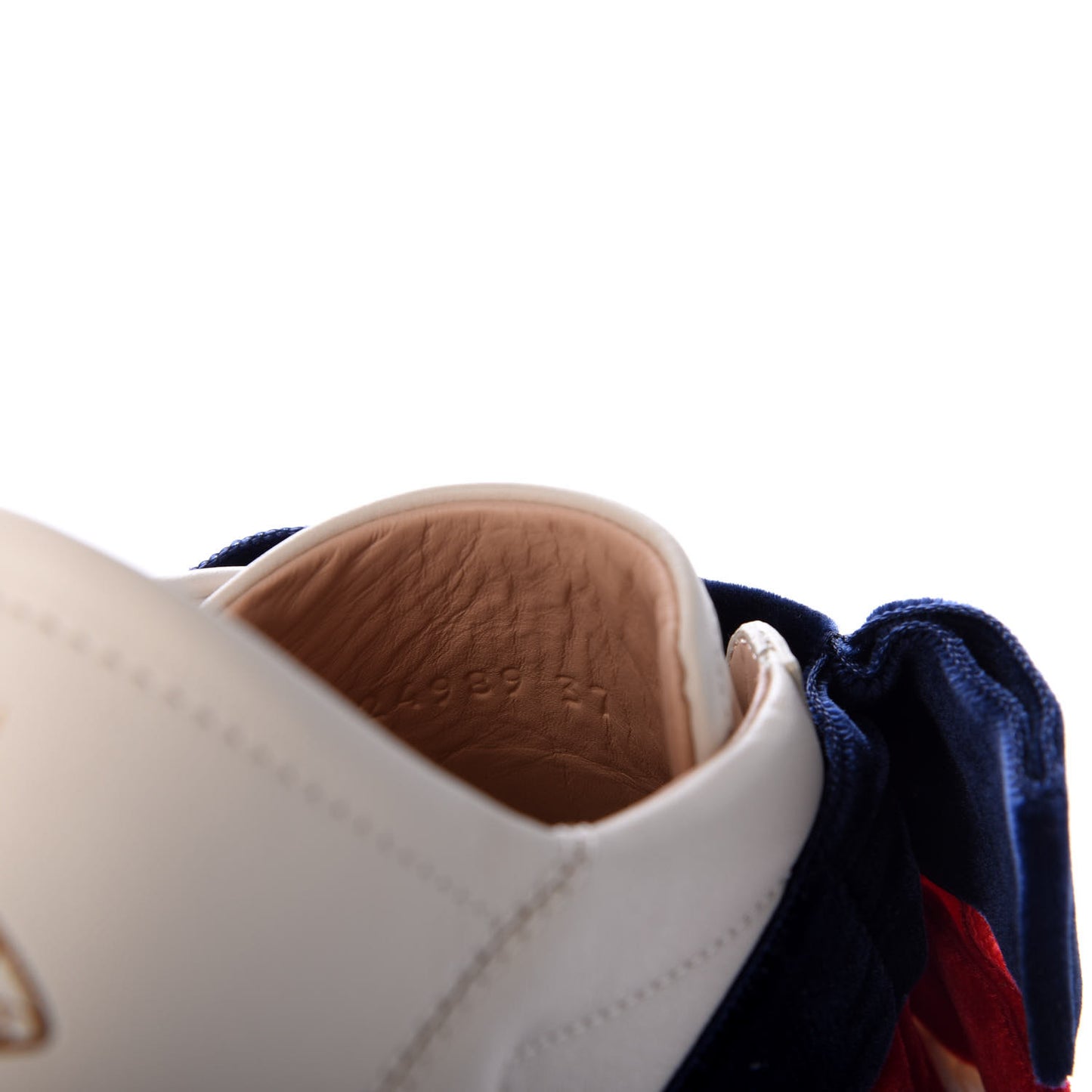 Calfskin Velvet Womens Bow Ace Sneakers 37 White