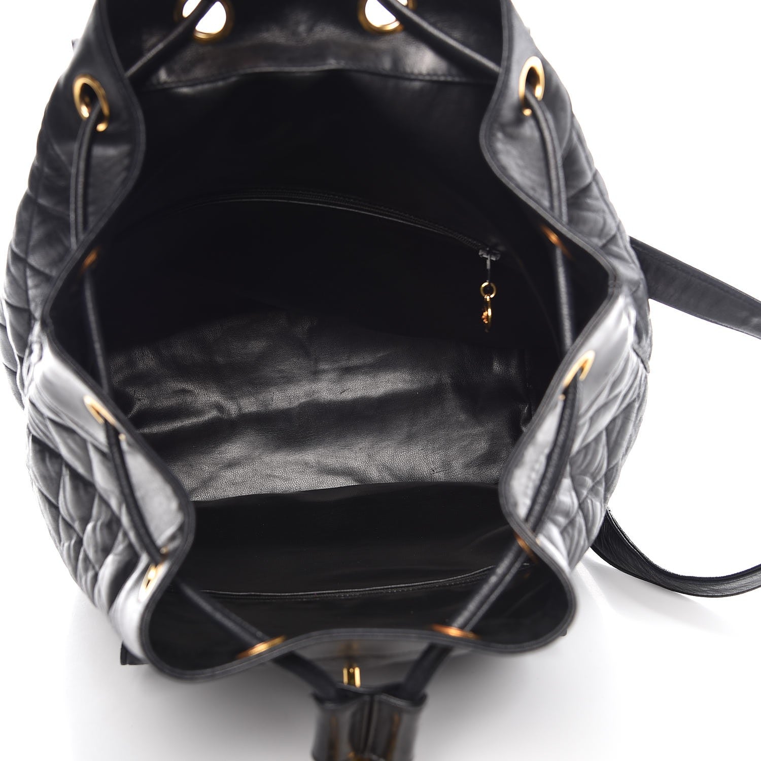 Chanel Lambskin Quilted Drawstring Backpack Black 5 of 11