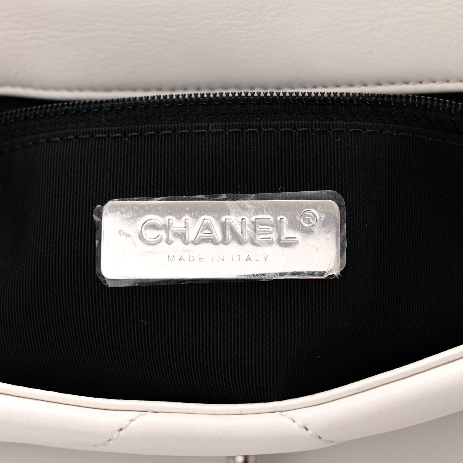 Chanel Glossy Calfskin Quilted Medium Chanel 19 Flap White Black 6 of 10