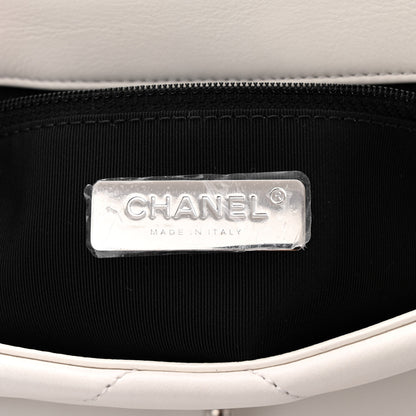 Chanel Glossy Calfskin Quilted Medium Chanel 19 Flap White Black 6 of 10