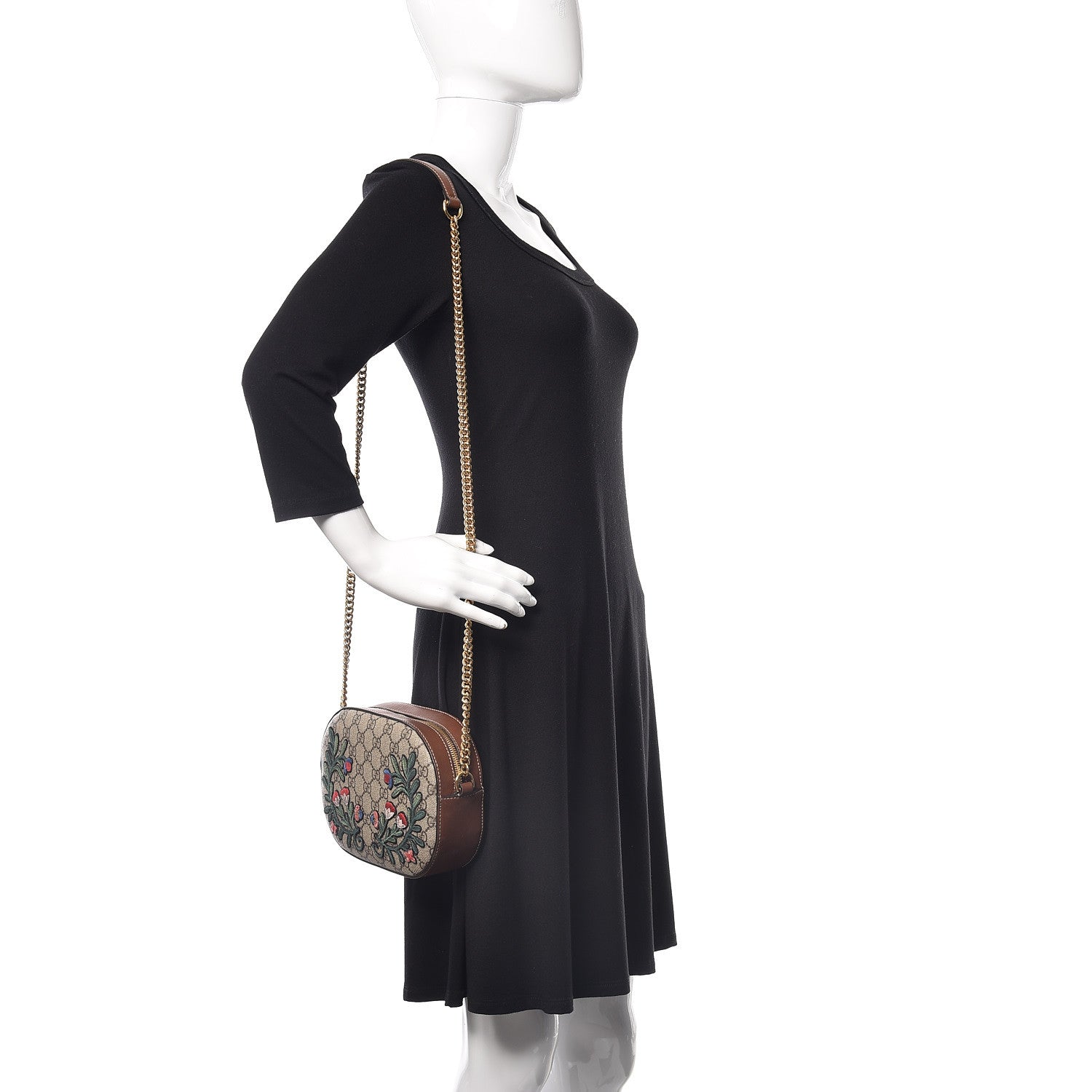 Gucci GG Supreme Monogram Floral Embroidered Mini Chain Shoulder Bag Beige Tuscany 2 of 17