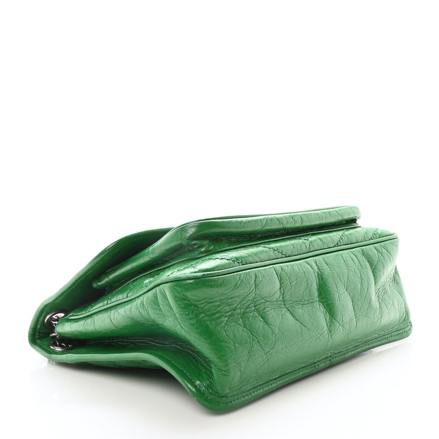 Crinkled Calfskin Matelasse Monogram Medium Niki Chain Satchel New Vert Praire